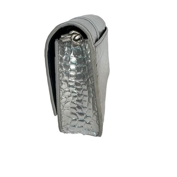 Balenciaga Silver Croc-Embossed Hourglass Chain Wallet - Picture 5 of 11